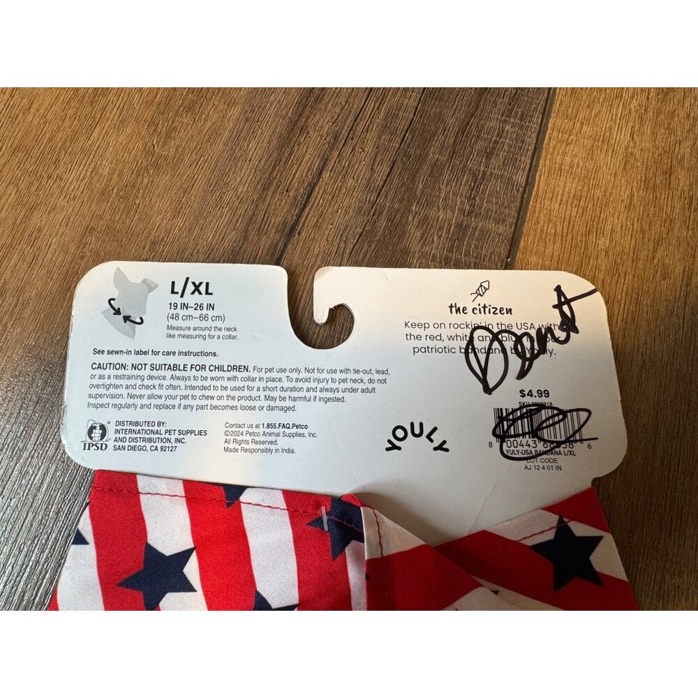 $4 WHEN BUNDLED Patriotic Red White Blue American Flag Dog Bandana L/XL - Picture 6 of 9